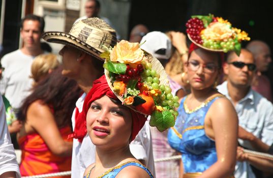 ROTTERDAM - SUMMER CARNIVAL, JULY 26, 2008. Carnival dancer in the parade at the Caribbean Carnival in Rotterdam on July 26.