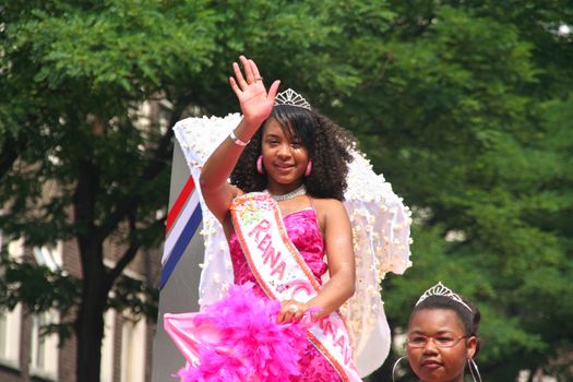 ROTTERDAM - SUMMER CARNIVAL, JULY 26, 2008. Carnival Queen in the parade at the Caribbean Carnaval in Rotterdam.