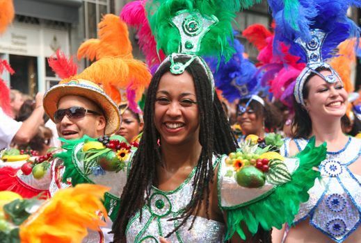 ROTTERDAM - SUMMER CARNIVAL, JULY 26, 2008. Carnival Queen in the parade at the Caribbean Carnaval in Rotterdam.