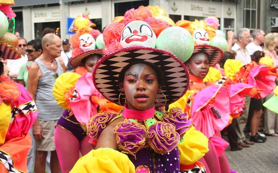 ROTTERDAM - SUMMER CARNIVAL, JULY 26, 2008. Young carnival dancer in the parade at the Caribbean Carnaval in Rotterdam.