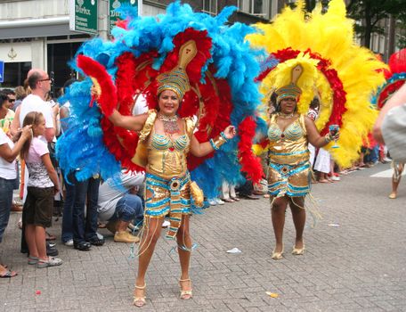 ROTTERDAM - SUMMER CARNIVAL, JULY 26, 2008. Carnival dancers in the parade at the Caribbean Carnaval in Rotterdam.