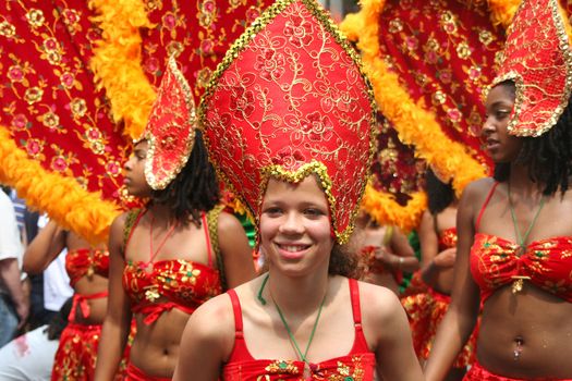 ROTTERDAM - SUMMER CARNIVAL, JULY 26, 2008. Carnival Queen in the parade at the Caribbean Carnaval in Rotterdam.