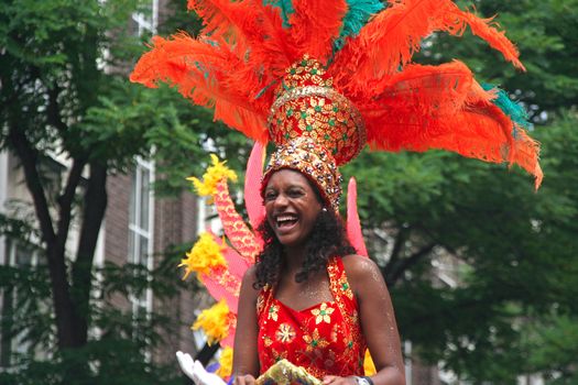 ROTTERDAM - SUMMER CARNIVAL, JULY 26, 2008. Carnival Queen in the parade at the Caribbean Carnaval in Rotterdam.