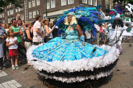 ROTTERDAM - SUMMER CARNIVAL, JULY 26, 2008. Carnival Queen in the parade at the Caribbean Carnaval in Rotterdam.