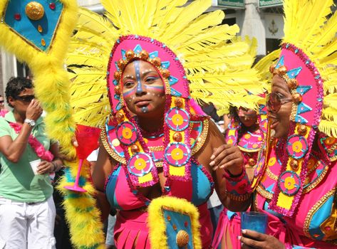 ROTTERDAM - SUMMER CARNIVAL, JULY 26, 2008. Carnival dancers in the parade at the Caribbean Carnival in Rotterdam on July 26.