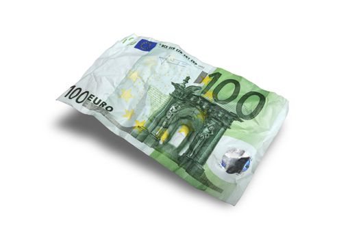 Flying Money -100 euro on white background