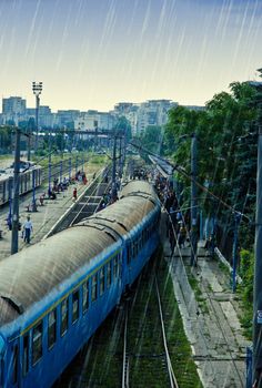 Train pulling into station