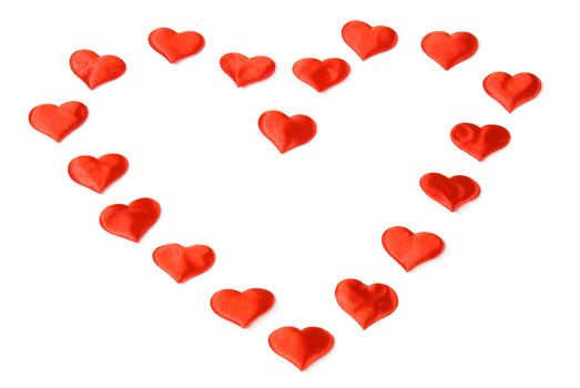 A big heart made from a bunch of smaller hearts, isolated on white