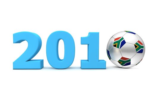 blue date 2010 with a football replacing number 0 - south african flag on the ball