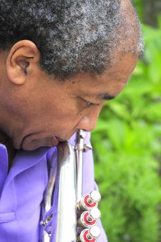 Portrait of an african american jazz musician.