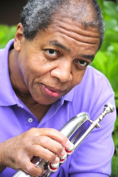 Portrait of an african american jazz musician.