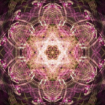 Abstract fractal surrealistic symmetric square pink background