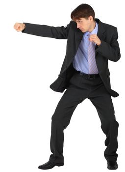 Businessman punching isolated on a white background