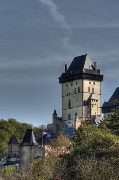 Karlstejn - large Gothic castle founded 1348 by Charles IV. Karlstejn, Czech republic, Europe. 