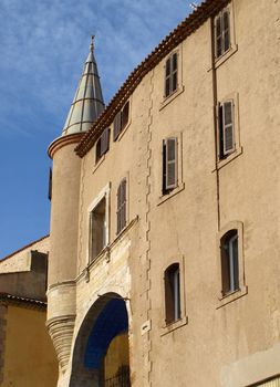 ancient house with frontage tower in a provence village