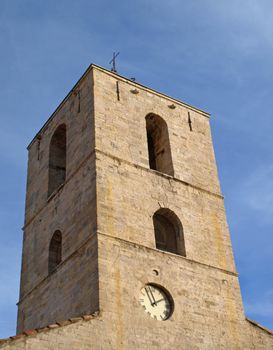 Bell tower of the church of Saint-Paul in city of Hyeres on french riviera