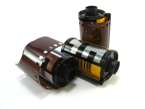 image of some photo films over a white background
