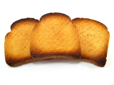 some slices of melba toast over a white background