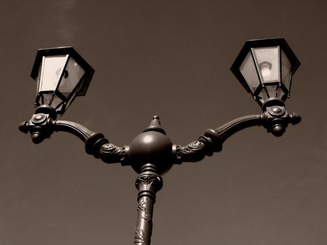 image of city street lamps in the sky