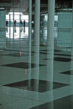 passenger silhouettes in sa carneiro airport, portugal