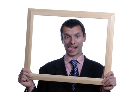 young business men portrait into frame