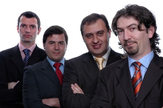 four young business men portrait on white