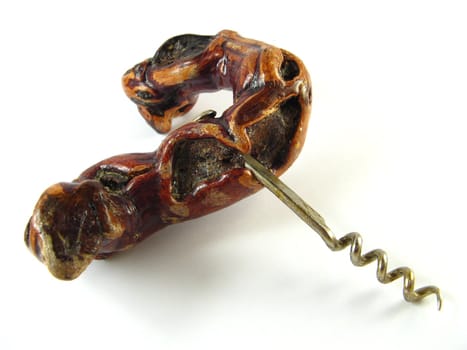 image of a corkscrew over a white background