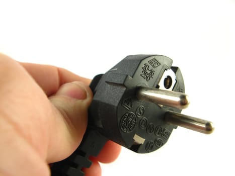 close-up of power plug over a white background