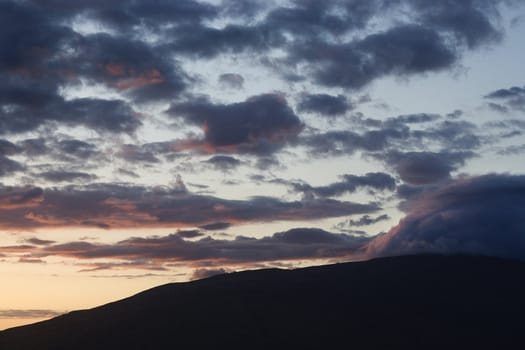 Sunset with clouds in Maui, Hawaii, USA.