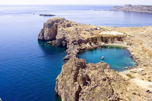 the coast in the near of Lindos
