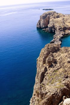 the coast in the near of Lindos