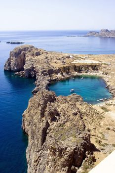 the coast in the near of Lindos