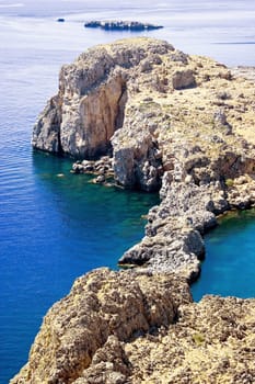 the coast in the near of Lindos