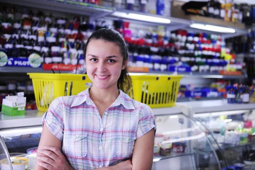 small business: happy owner of a stationery shop