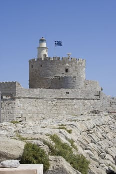 Mandraki Harbour - greek flag