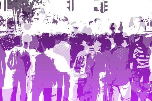 Crowd Abstract Background in Colors and White