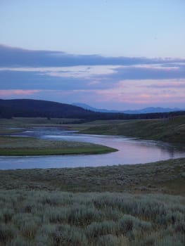The Yellowstone River winds its way through the Hayden Valley.