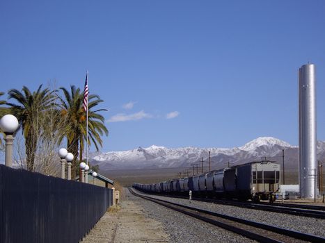 Train passing through Kelso Depot California