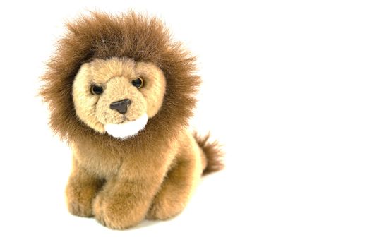 High resolution photo of an isolated plush lion.