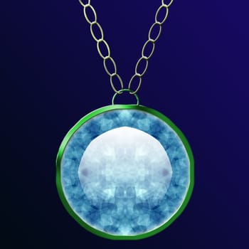 An illustration of a huge diamond necklace, with a tint of blue inside