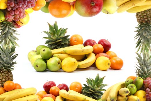 Set of different bright tasty fruits isolated on white                 