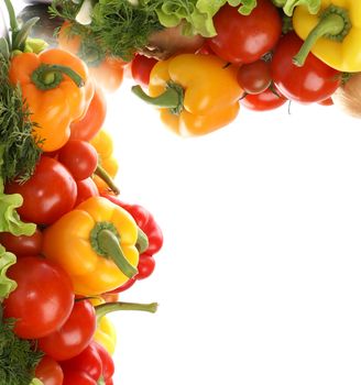 Frame of fresh tasty vegetables isolated on white background             