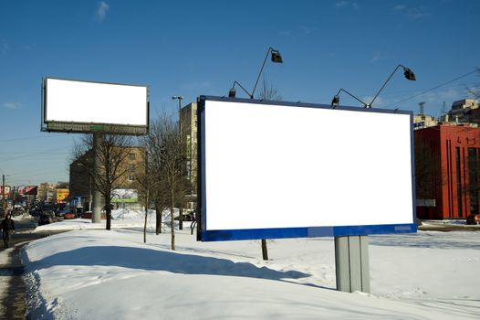 The street empty bilboard taken in winter time in St.Petersburg Russia
