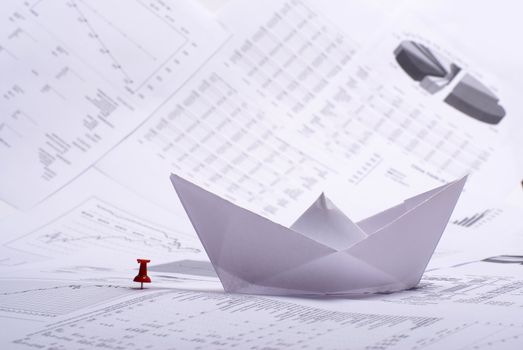 Business concept of paper boat and documents      