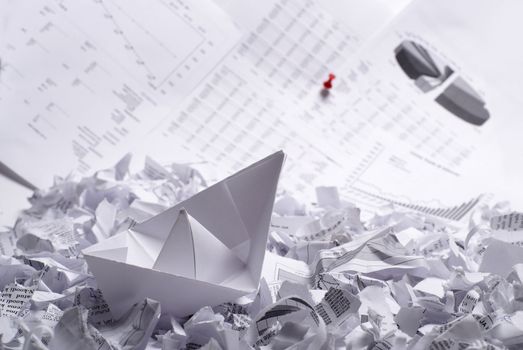 Business concept of paper boat and documents      