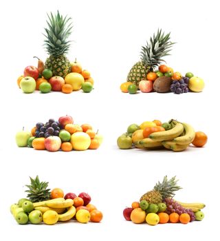 Set of different bright tasty fruits isolated on white                 