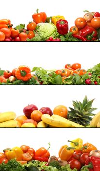 Nutrition textures (fruits and vegetables isolated on white)