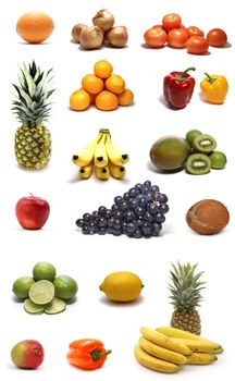 Set of different bright tasty fruits isolated on white                 