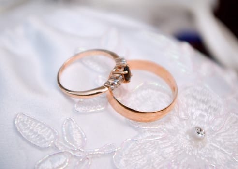 Golden wedding rings.engagement ring