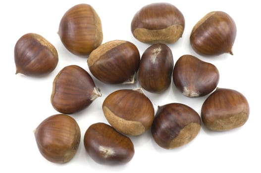 Chestnuts isolated on a white background